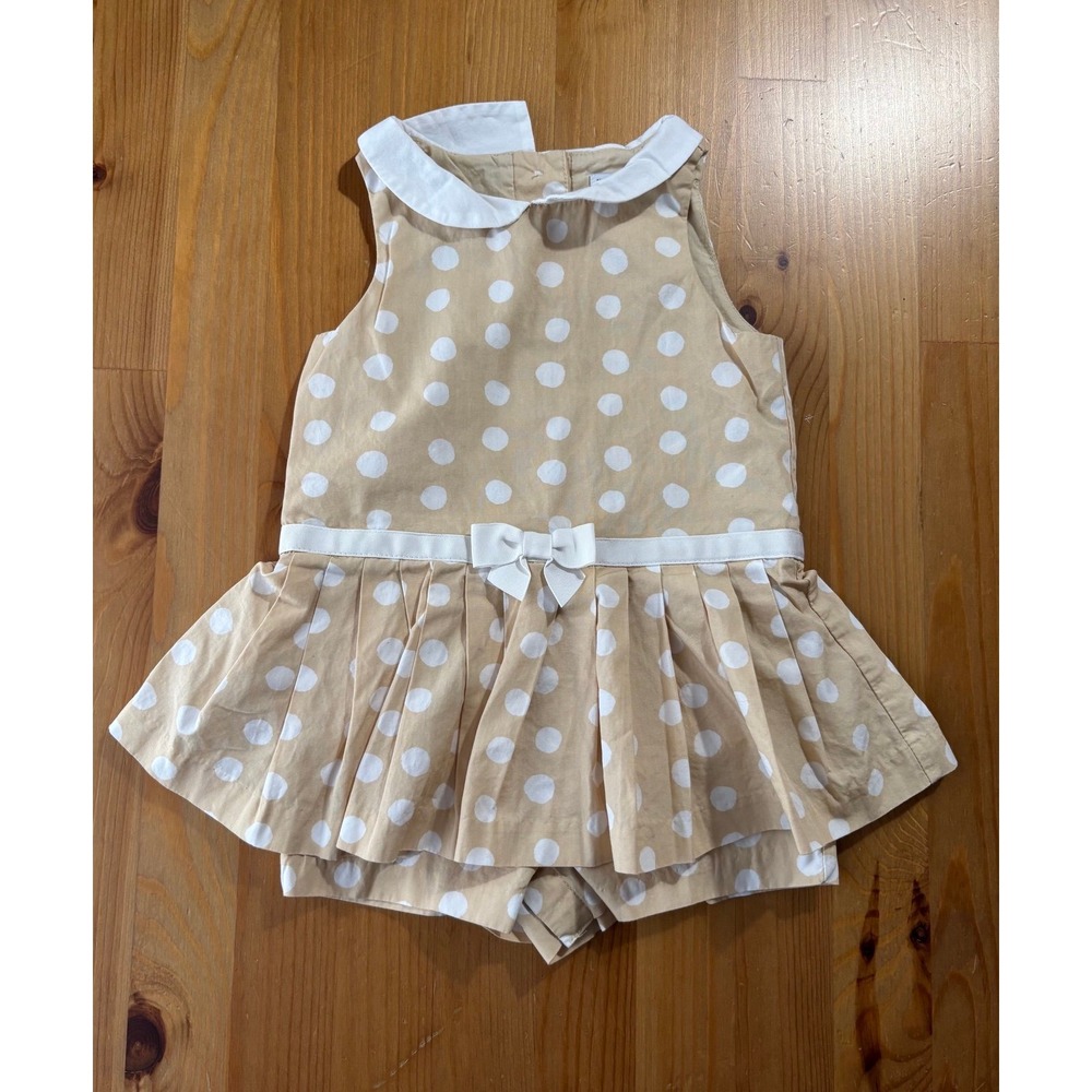 Infant Janie and Jack Sleeveless Polka‎ Dot Skirted Romper Size 6-12 Months
